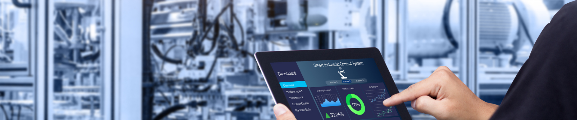 Professional using a digital monitoring platform in a technology environment, representing ProjectLink IT project management and project controls services